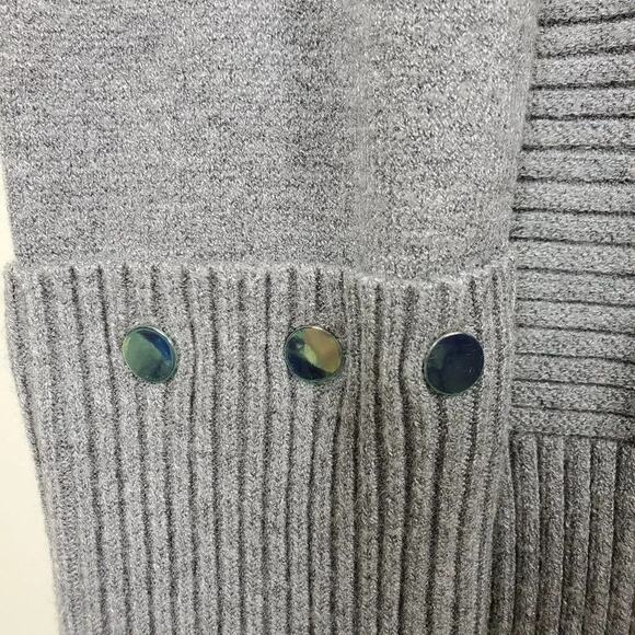 Alfani Ribbed Knit Sweater Womens Size M Gray Pewter Long Sleeve Mock Neck - Picture 5 of 11